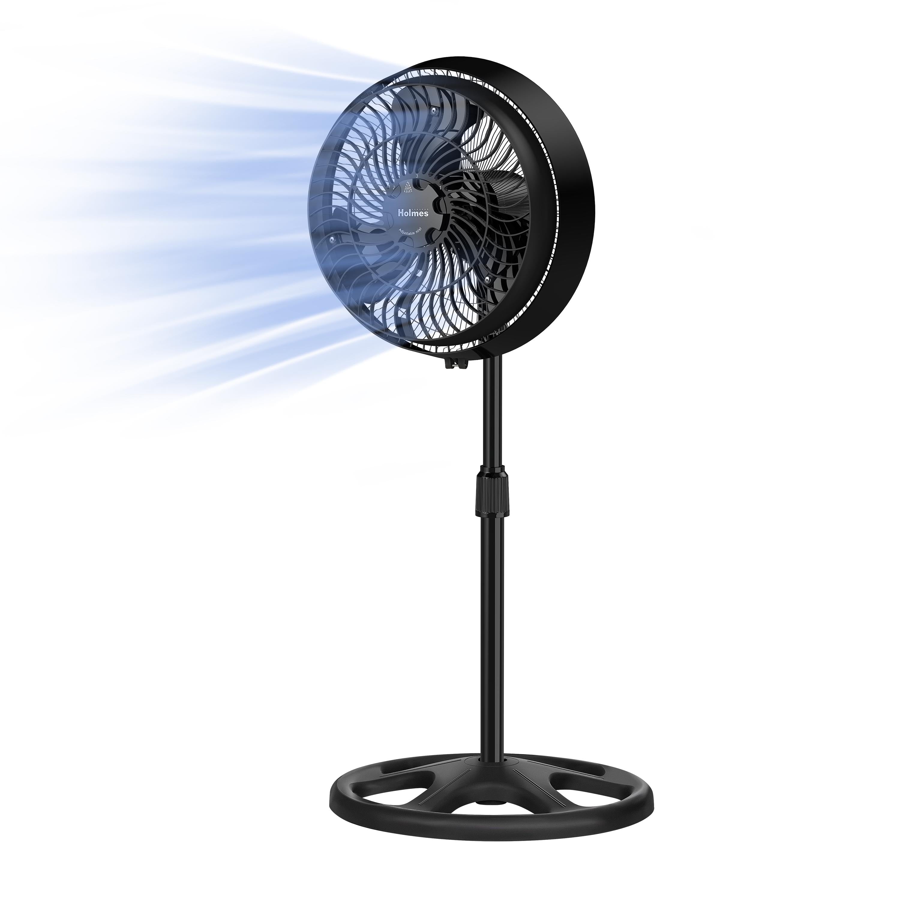 Holmes 16" Outdoor Misting Stand Fan – 3 Speeds, 3 Mist Settings, Adjustable Height & Head Tilt, Hose Connection, Black