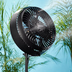 Holmes 16" Outdoor Misting Stand Fan – 3 Speeds, 3 Mist Settings, Adjustable Height & Head Tilt, Hose Connection, Black