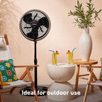 Holmes 16" Outdoor Misting Stand Fan – 3 Speeds, 3 Mist Settings, Adjustable Height & Head Tilt, Hose Connection, Black
