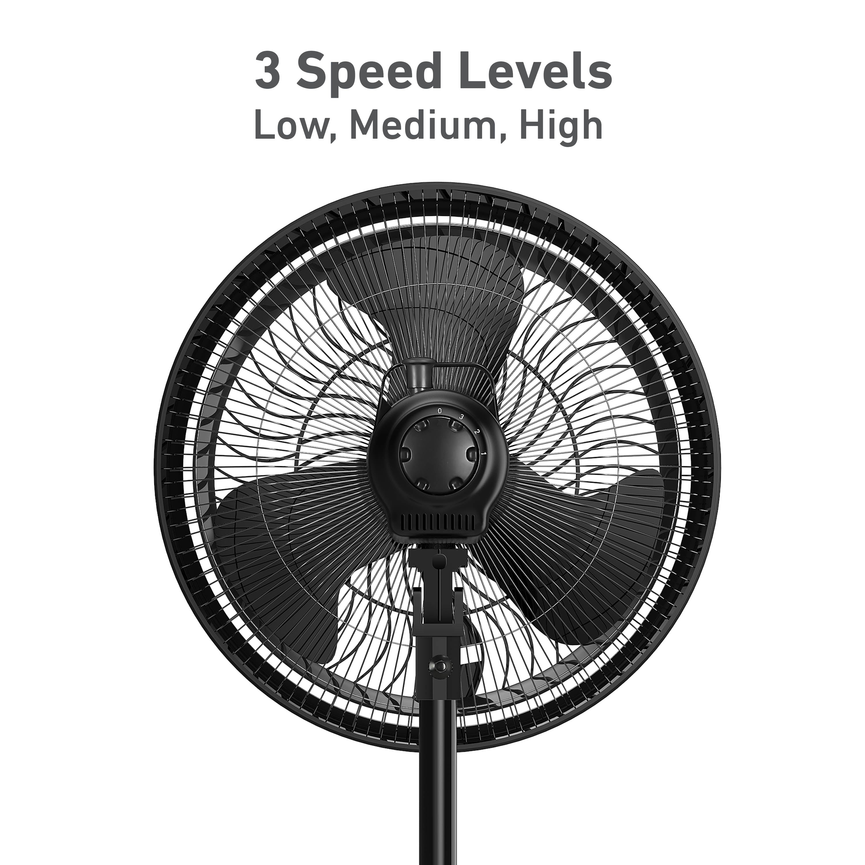 Holmes 16" Outdoor Misting Stand Fan – 3 Speeds, 3 Mist Settings, Adjustable Height & Head Tilt, Hose Connection, Black