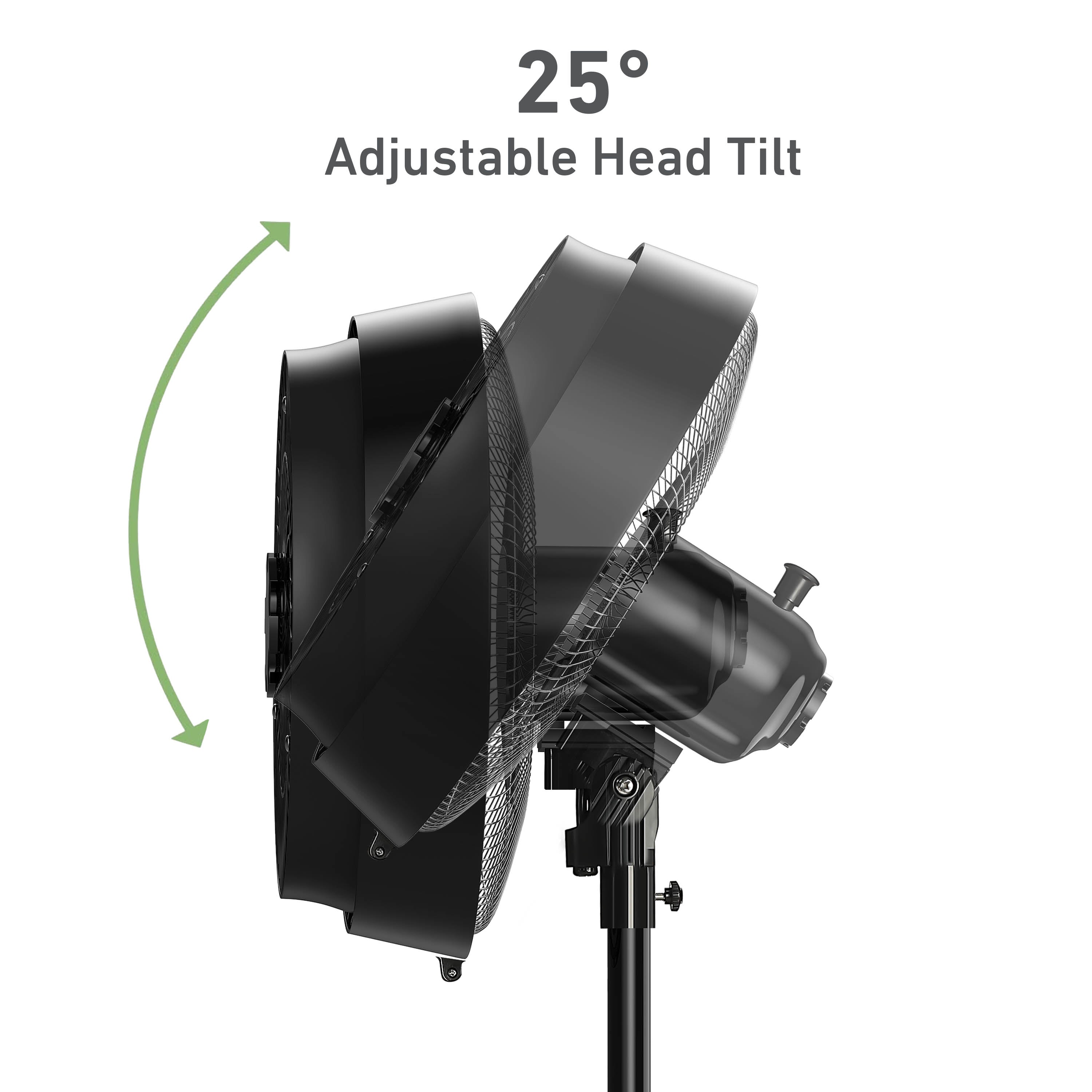 Holmes 16" Outdoor Misting Stand Fan – 3 Speeds, 3 Mist Settings, Adjustable Height & Head Tilt, Hose Connection, Black