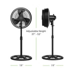 Holmes 16" Outdoor Misting Stand Fan – 3 Speeds, 3 Mist Settings, Adjustable Height & Head Tilt, Hose Connection, Black