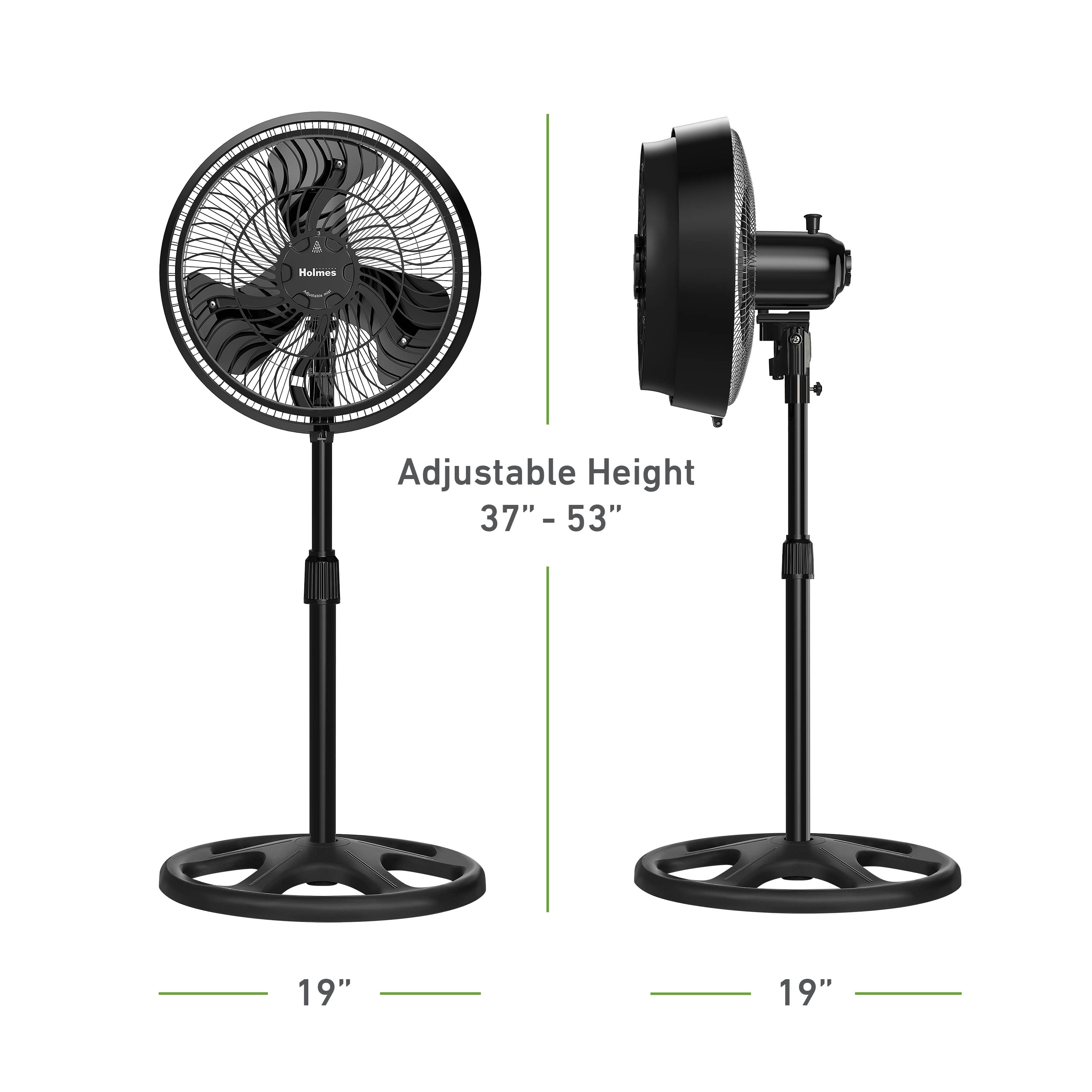 Holmes 16" Outdoor Misting Stand Fan – 3 Speeds, 3 Mist Settings, Adjustable Height & Head Tilt, Hose Connection, Black