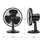 Holmes 12” Oscillating Table Fan – 3-Speed, Adjustable Head Tilt, 70° Oscillation, Powerful Airflow