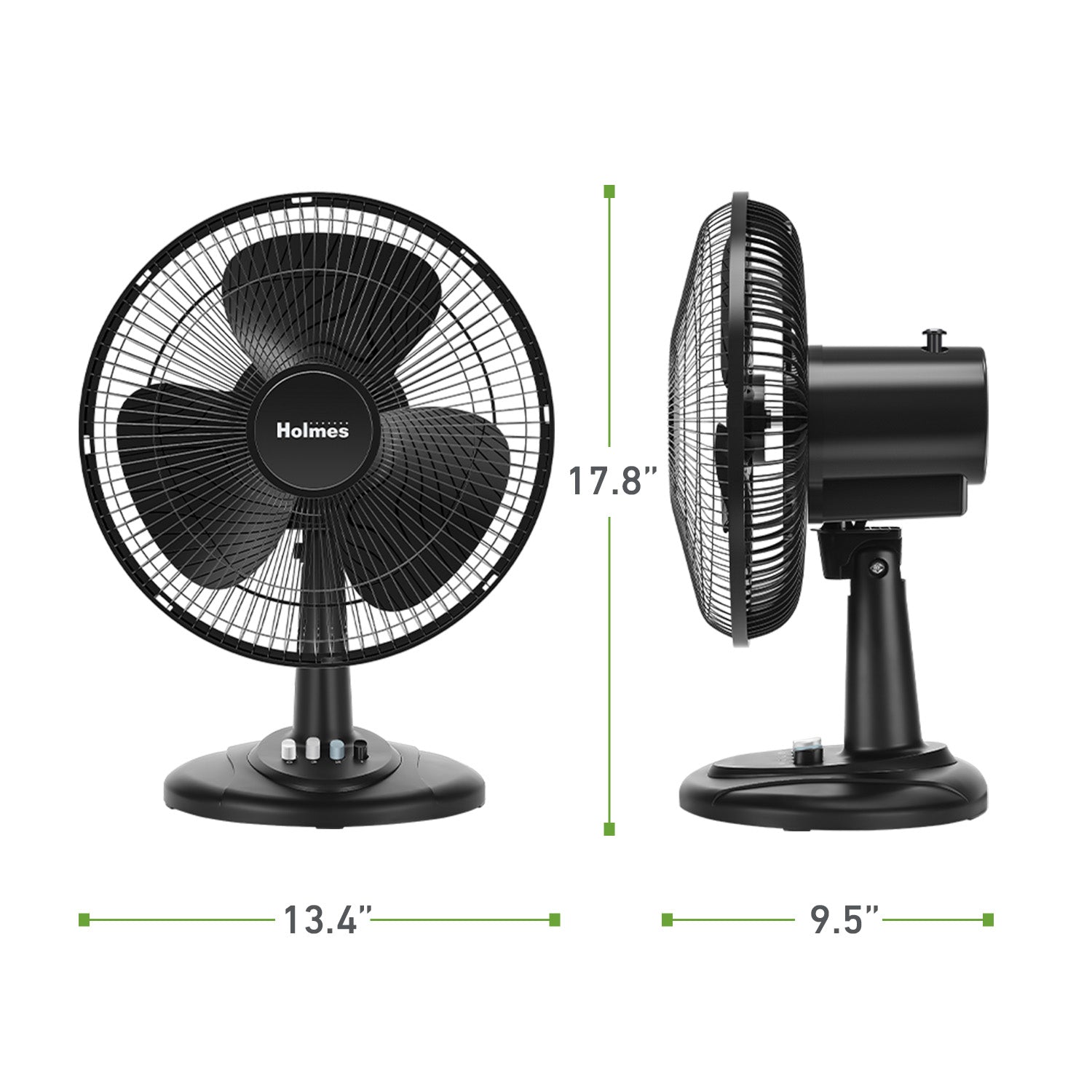 Holmes 12” Oscillating Table Fan – 3-Speed, Adjustable Head Tilt, 70° Oscillation, Powerful Airflow