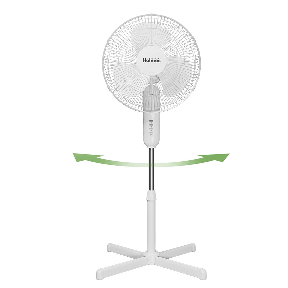 Holmes 16" Oscillating 3 Speed Manual Stand Fan White