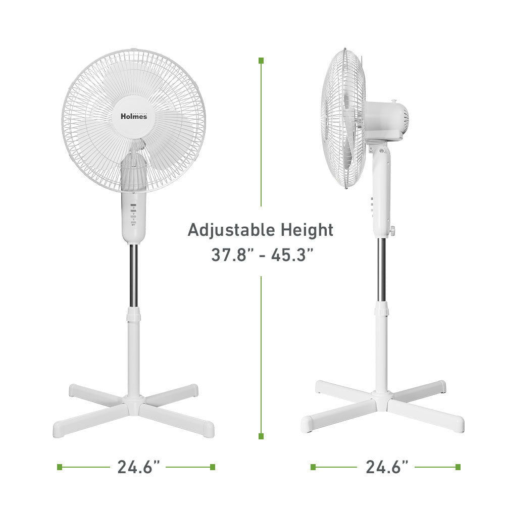Holmes 16" Oscillating 3 Speed Manual Stand Fan White