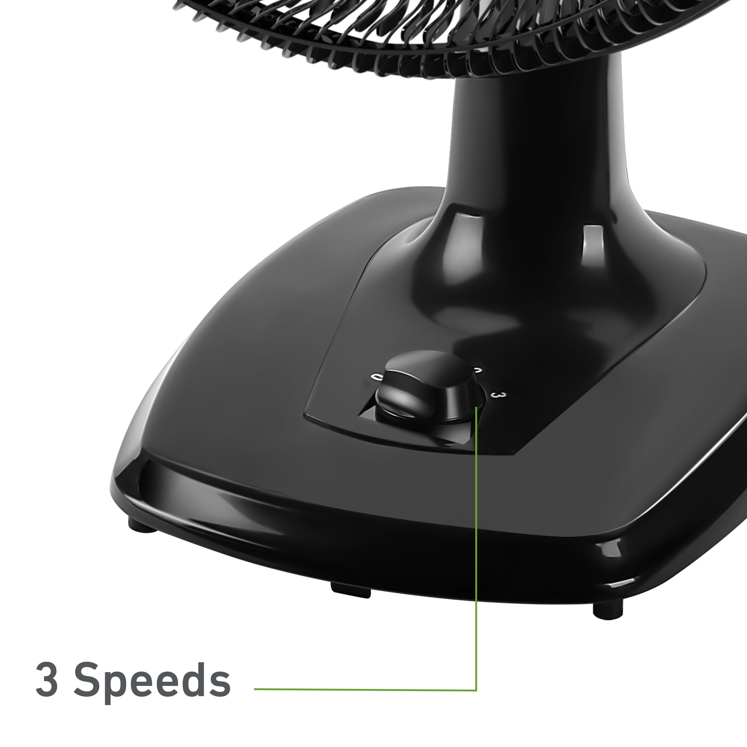 Holmes Big Breeze 16" Table Fan, 80° Oscillation, 3 Speeds, 6 Blades, Powerful Airflow, 40° Head Tilt, Ideal for Home, Bedroom, Gym or Office, Black