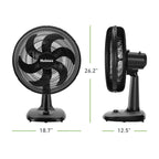 Holmes Big Breeze 16" Table Fan, 80° Oscillation, 3 Speeds, 6 Blades, Powerful Airflow, 40° Head Tilt, Ideal for Home, Bedroom, Gym or Office, Black