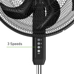 'Holmes 16" Big Breeze Manual Oscillating Stand Fan with 6-Blade Design, Powerful Airflow, Adjustable Height – Black