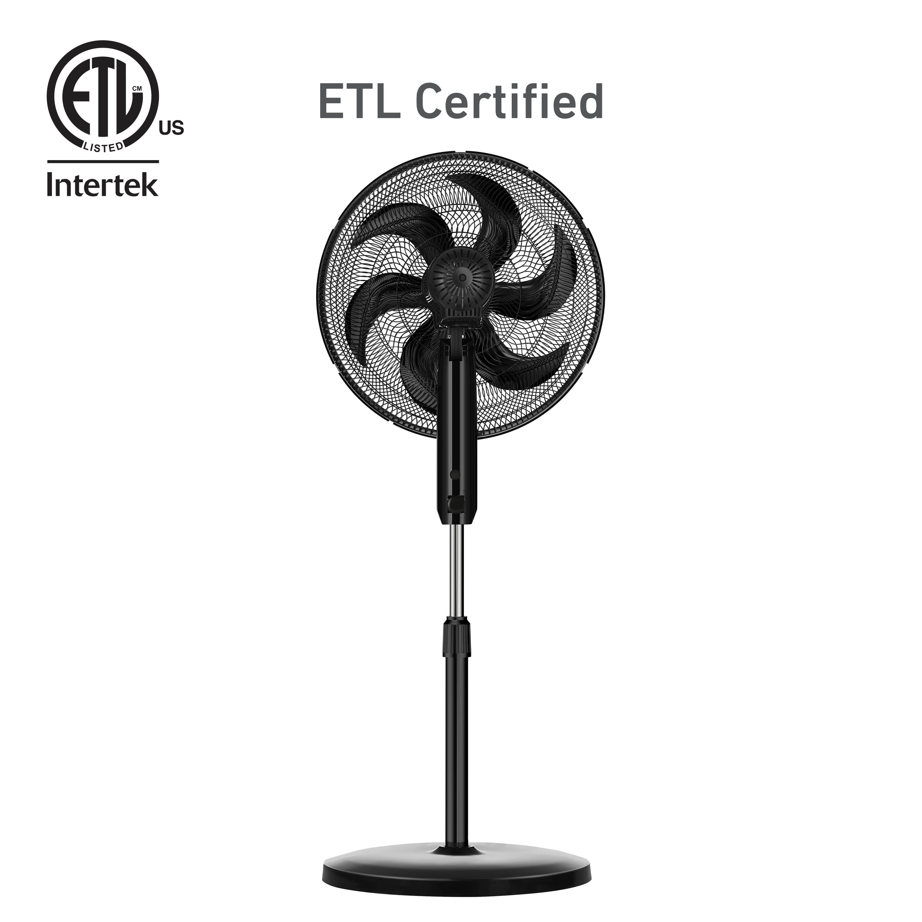 'Holmes 16" Big Breeze Manual Oscillating Stand Fan with 6-Blade Design, Powerful Airflow, Adjustable Height – Black
