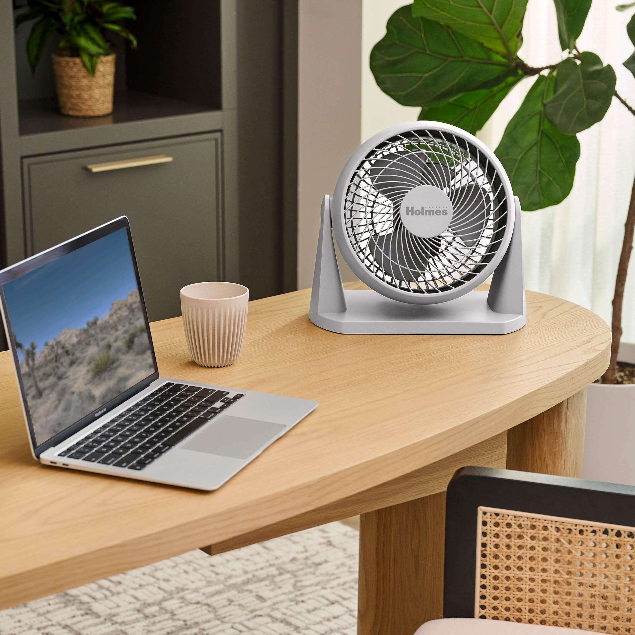 Holmes Blizzard Air Circulator Table Fan, 3 Speeds, Adjustable Tilt, Wall Mountable, Misty Blue