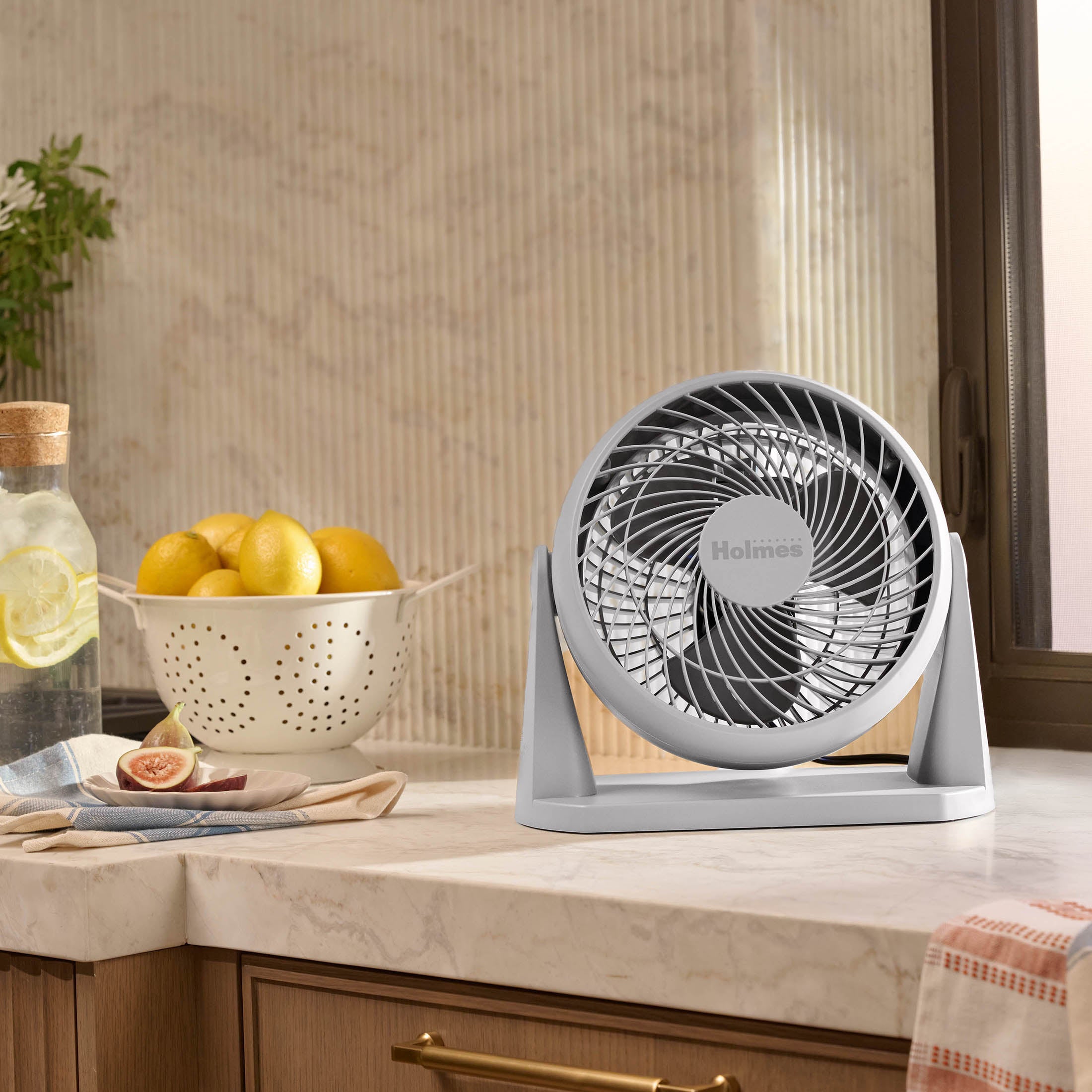 Holmes Blizzard Air Circulator Table Fan, 3 Speeds, Adjustable Tilt, Wall Mountable, Misty Blue