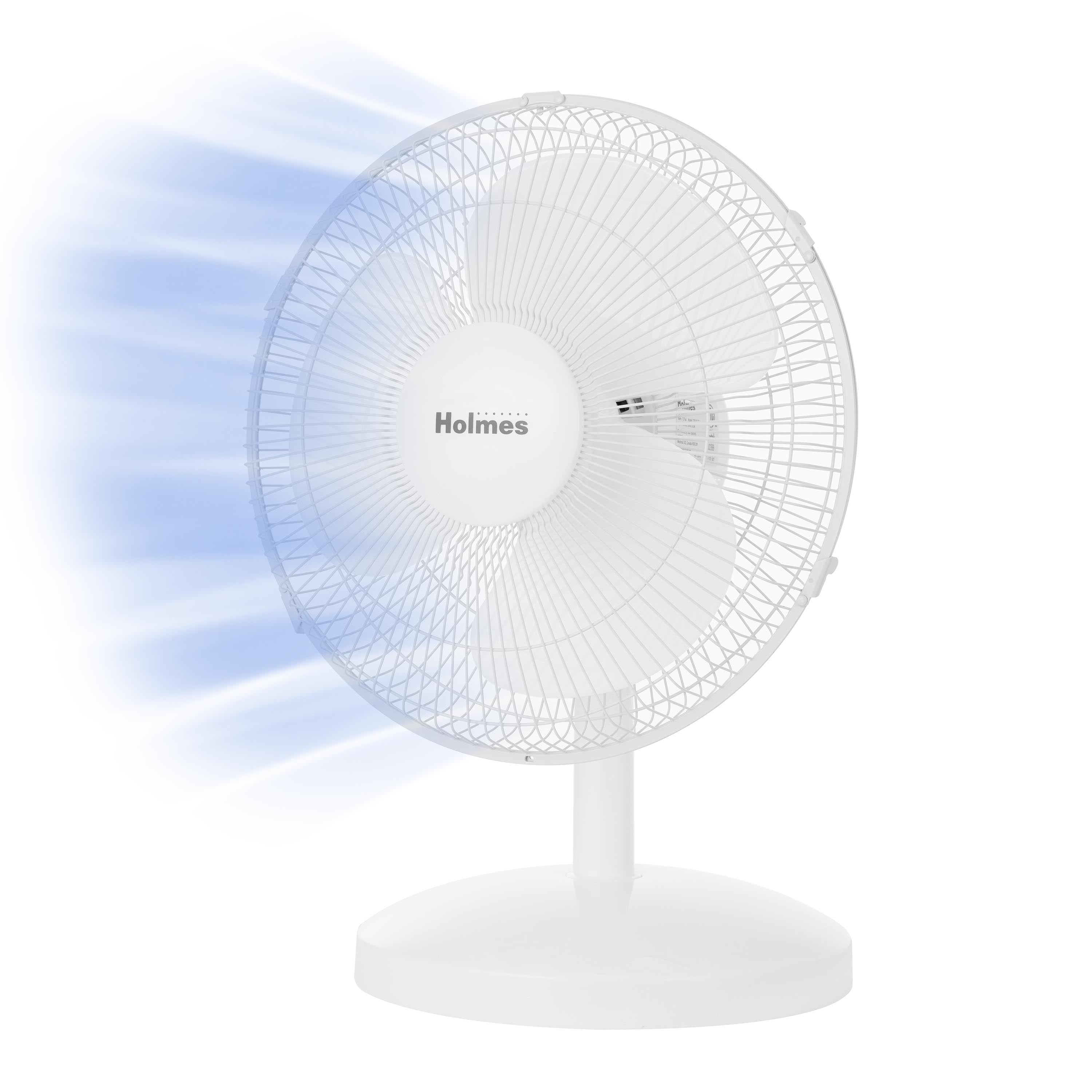Holmes 12” Table Fan, 3 Speeds, 75° Oscillation, 15° Adjustable Tilt, Quiet Operation