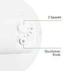 Holmes 12” Table Fan, 3 Speeds, 75° Oscillation, 15° Adjustable Tilt, Quiet Operation