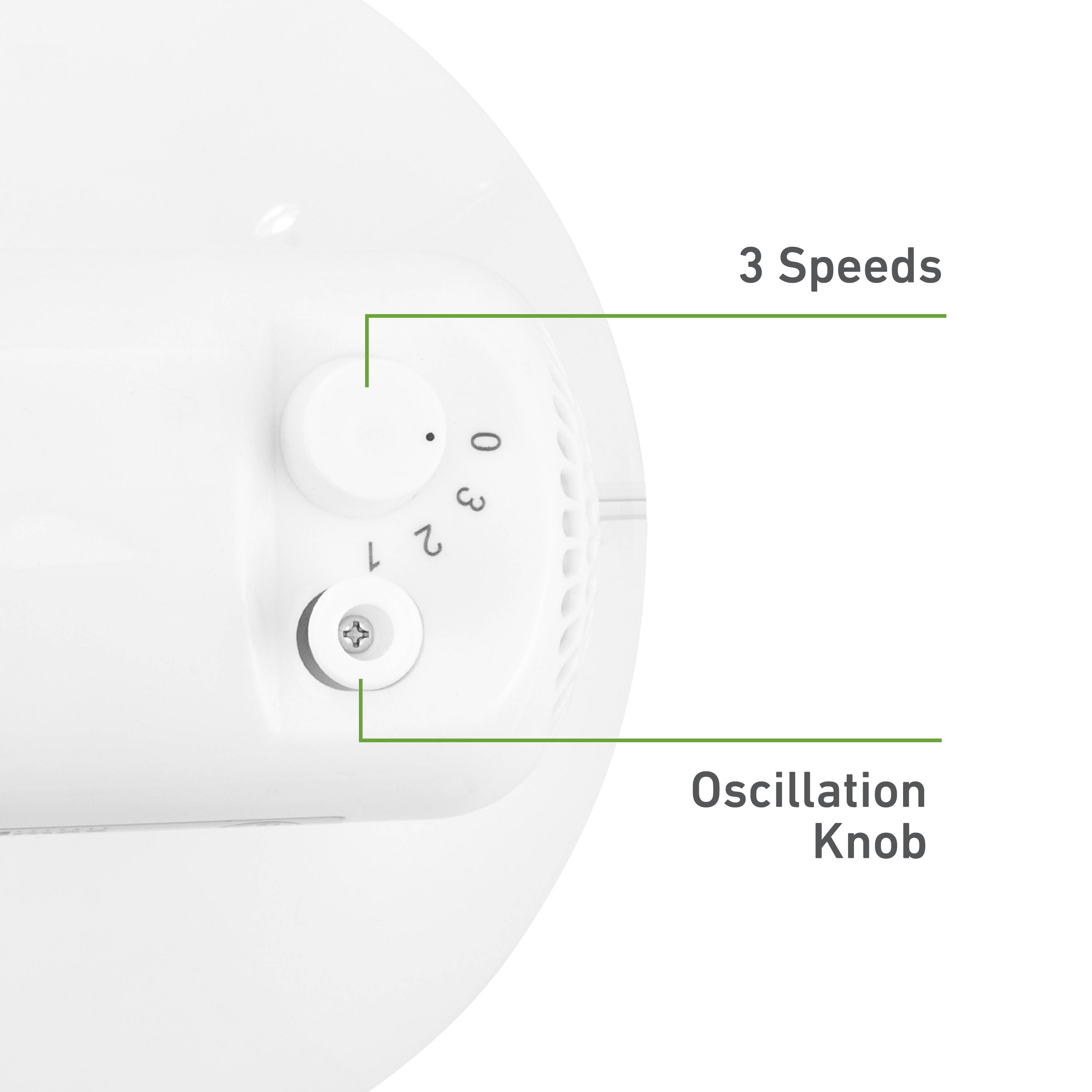 Holmes 12” Table Fan, 3 Speeds, 75° Oscillation, 15° Adjustable Tilt, Quiet Operation