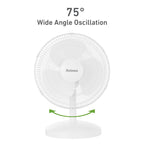 Holmes 12” Table Fan, 3 Speeds, 75° Oscillation, 15° Adjustable Tilt, Quiet Operation