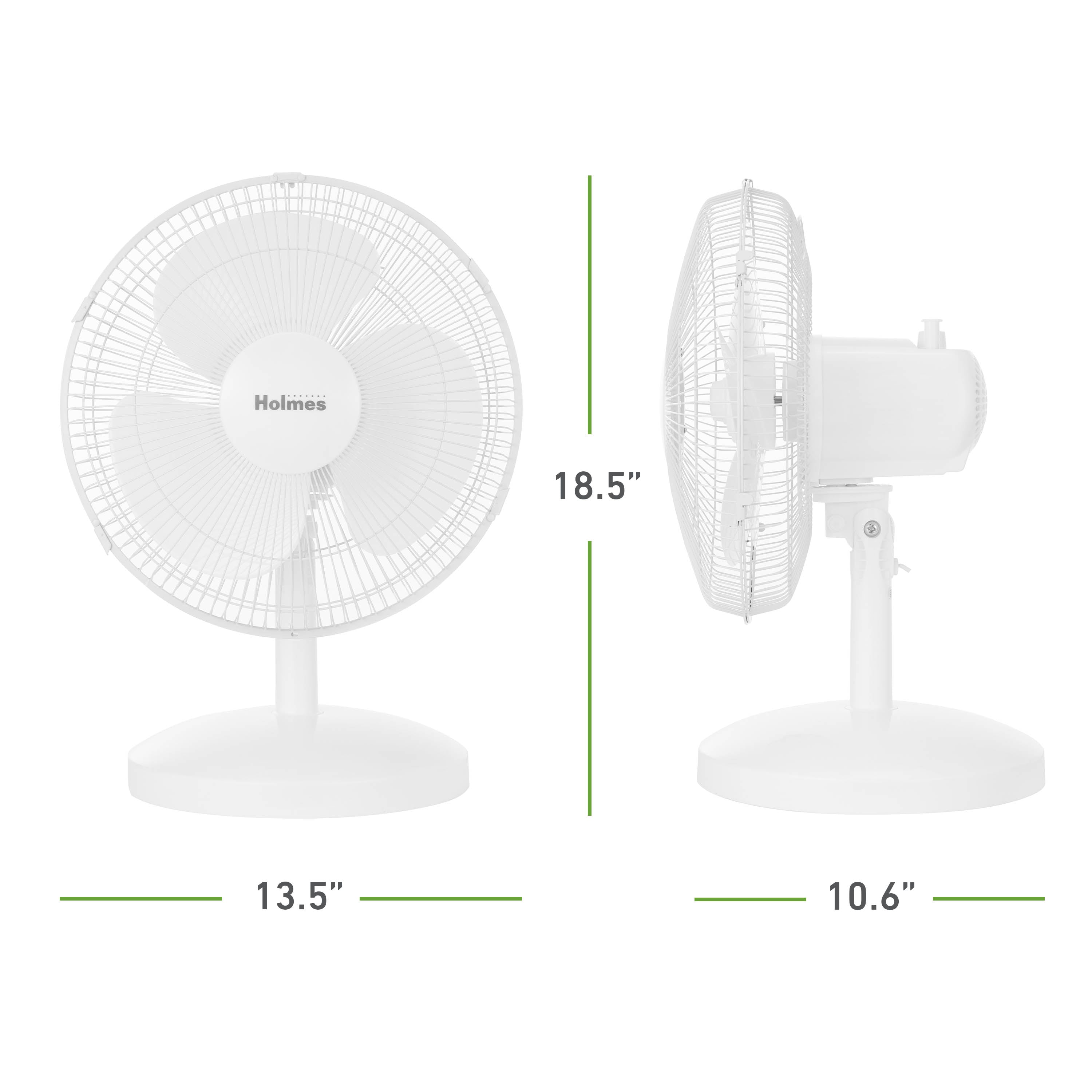 Holmes 12” Table Fan, 3 Speeds, 75° Oscillation, 15° Adjustable Tilt, Quiet Operation