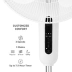 Holmes 16" Digital Stand Fan, 3-Speed, 3 Modes, Oscillating, Timer, Remote