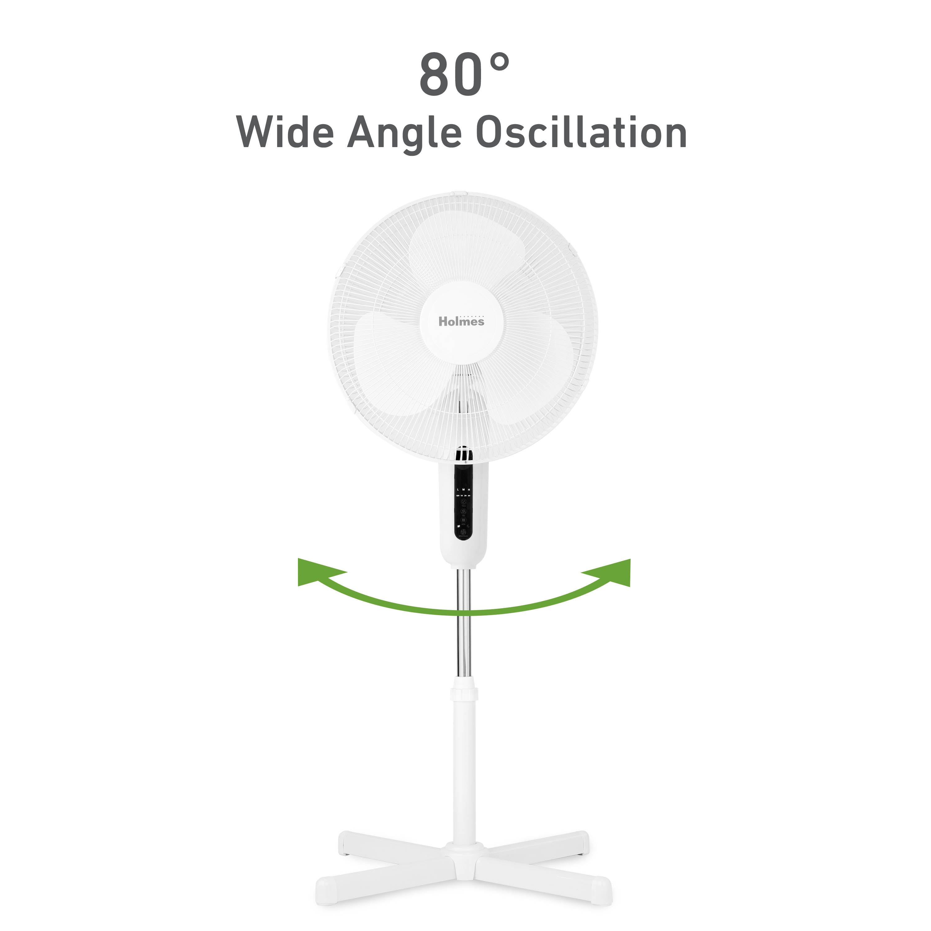Holmes 16" Digital Stand Fan, 3-Speed, 3 Modes, Oscillating, Timer, Remote