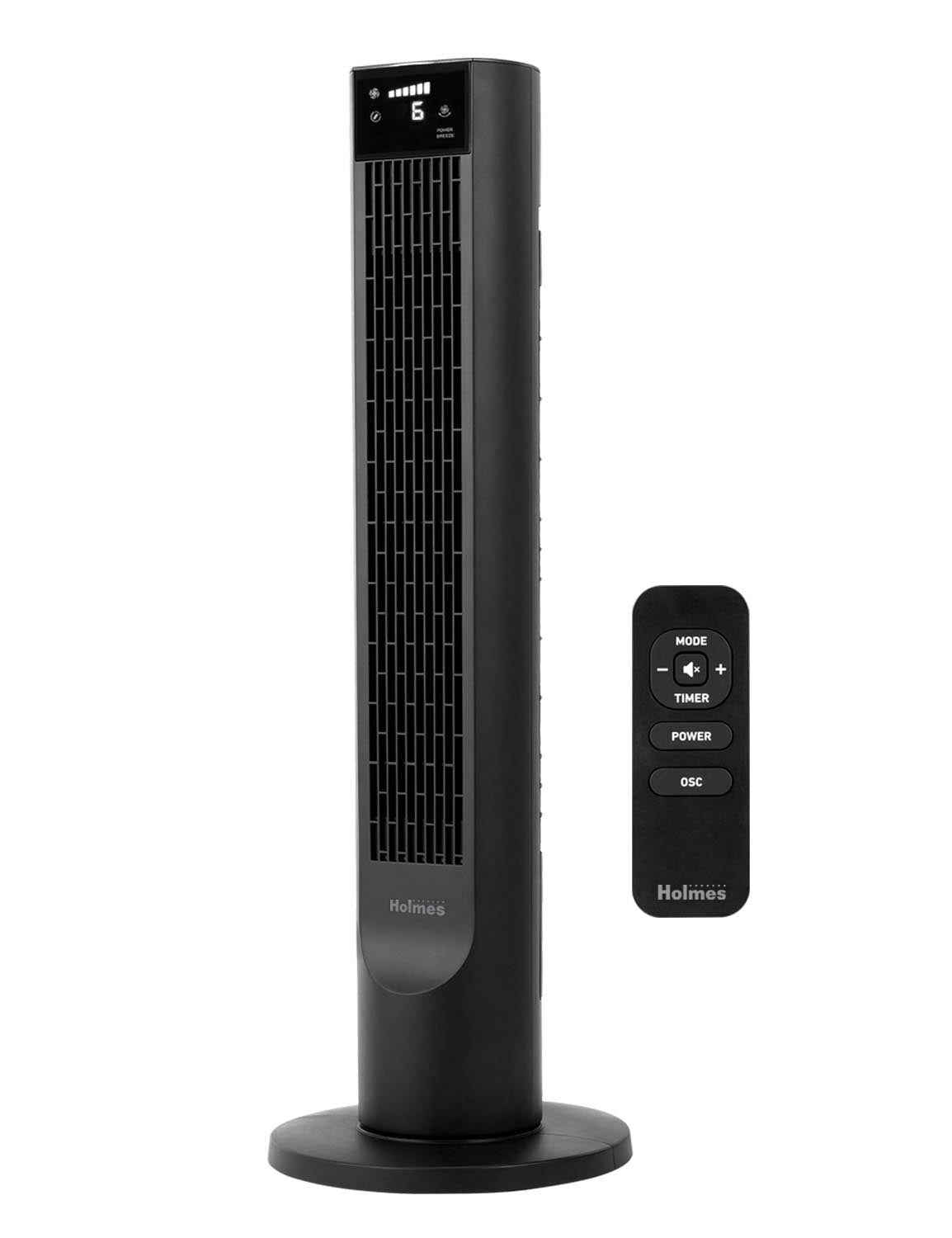 Holmes 36" Digital CleanBreeze Tower Fan with Remote 6 Speeds 75° Oscillation Black