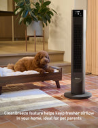 Holmes 36" Digital CleanBreeze Tower Fan with Remote 6 Speeds 75° Oscillation Black