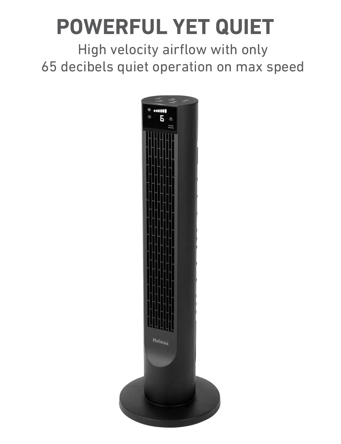 Holmes 36" Digital CleanBreeze Tower Fan with Remote 6 Speeds 75° Oscillation Black