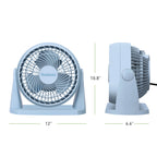 Holmes Blizzard Air Circulator Table Fan, 3 Speeds, Adjustable Tilt, Wall Mountable, Misty Blue
