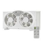 Holmes 9” Twin-Blade Digital Window Fan – 3 Speeds, Reversible Airflow, Remote Control, Expandable Panels, 12.6” High, White
