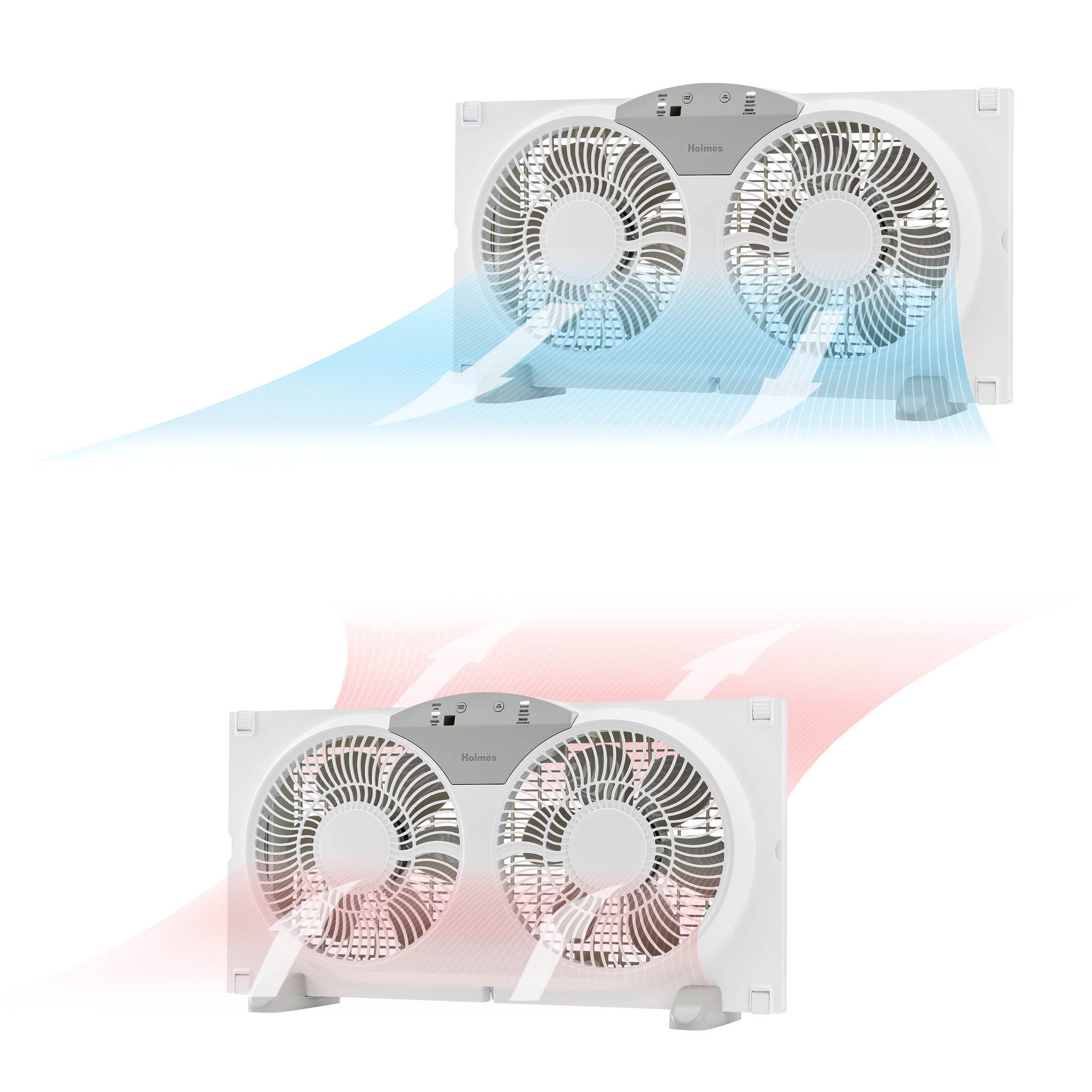 Holmes 9” Twin-Blade Digital Window Fan – 3 Speeds, Reversible Airflow, Remote Control, Expandable Panels, 12.6” High, White