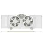 Holmes 9” Twin-Blade Digital Window Fan – 3 Speeds, Reversible Airflow, Remote Control, Expandable Panels, 12.6” High, White