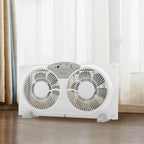 Holmes 9” Twin-Blade Digital Window Fan – 3 Speeds, Reversible Airflow, Remote Control, Expandable Panels, 12.6” High, White