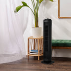 Holmes 29” Manual Tower Fan with CleanBreeze Removable Grill, 3 Speeds, and 85° Oscillation, Black