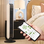 Holmes 40” BreezePro WiFi Tower Fan, CleanBreeze, ClearRead Display, Thermostat, Remote, Black-White