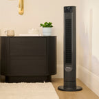Holmes 40” BreezeMax Tower Fan with CleanBreeze, Thermostat, LED Display, Remote, Black