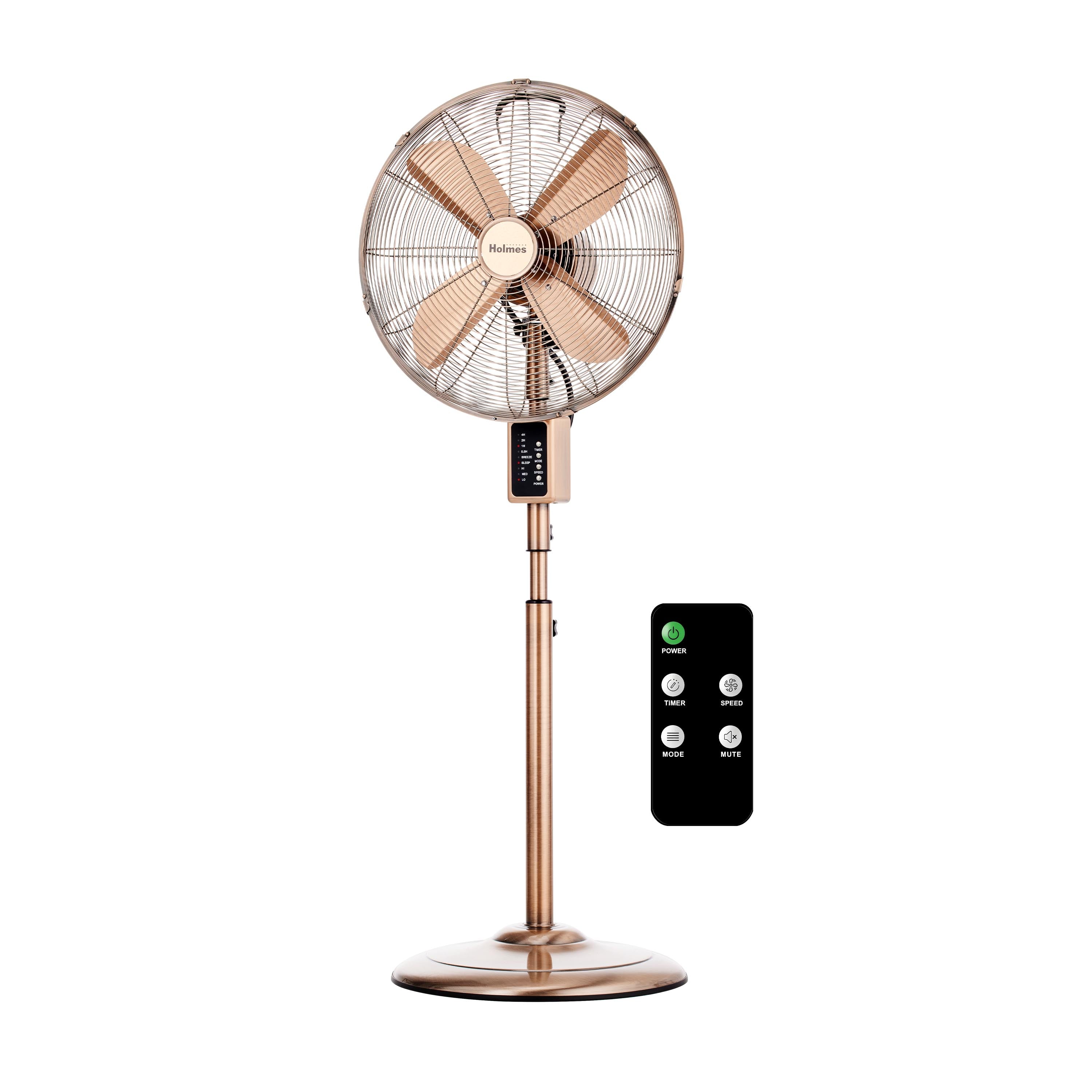 Holmes 16" Digital Oscillating Stand Fan – 3 Speeds, Remote Control, Adjustable Height & Tilt, Metal Finish