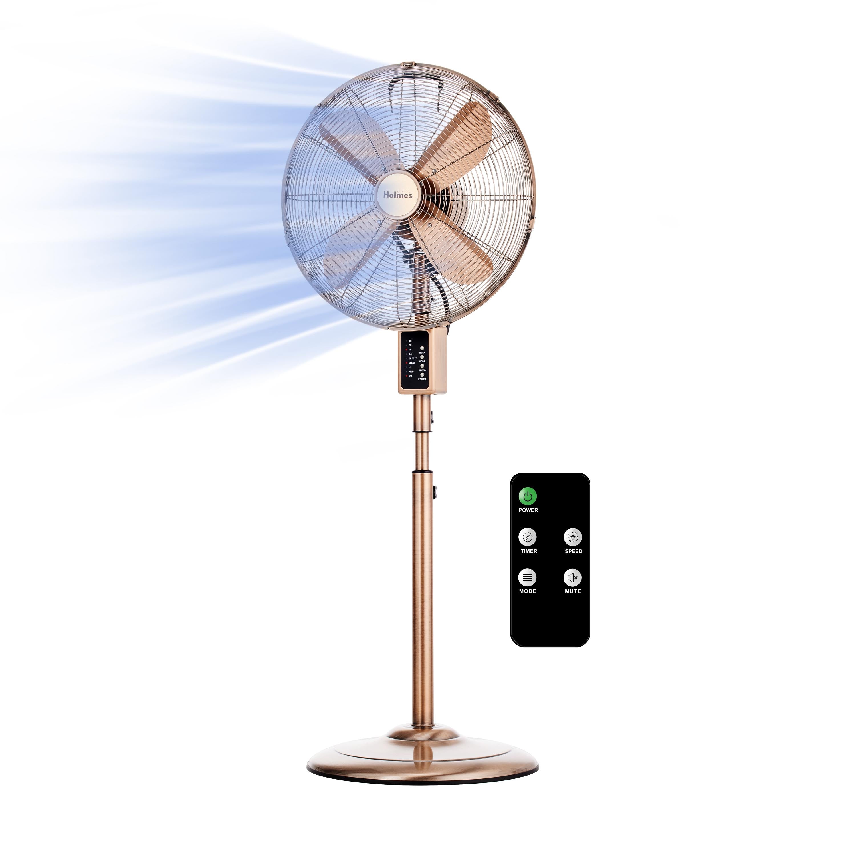 Holmes 16" Digital Oscillating Stand Fan – 3 Speeds, Remote Control, Adjustable Height & Tilt, Metal Finish
