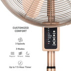 Holmes 16" Digital Oscillating Stand Fan – 3 Speeds, Remote Control, Adjustable Height & Tilt, Metal Finish