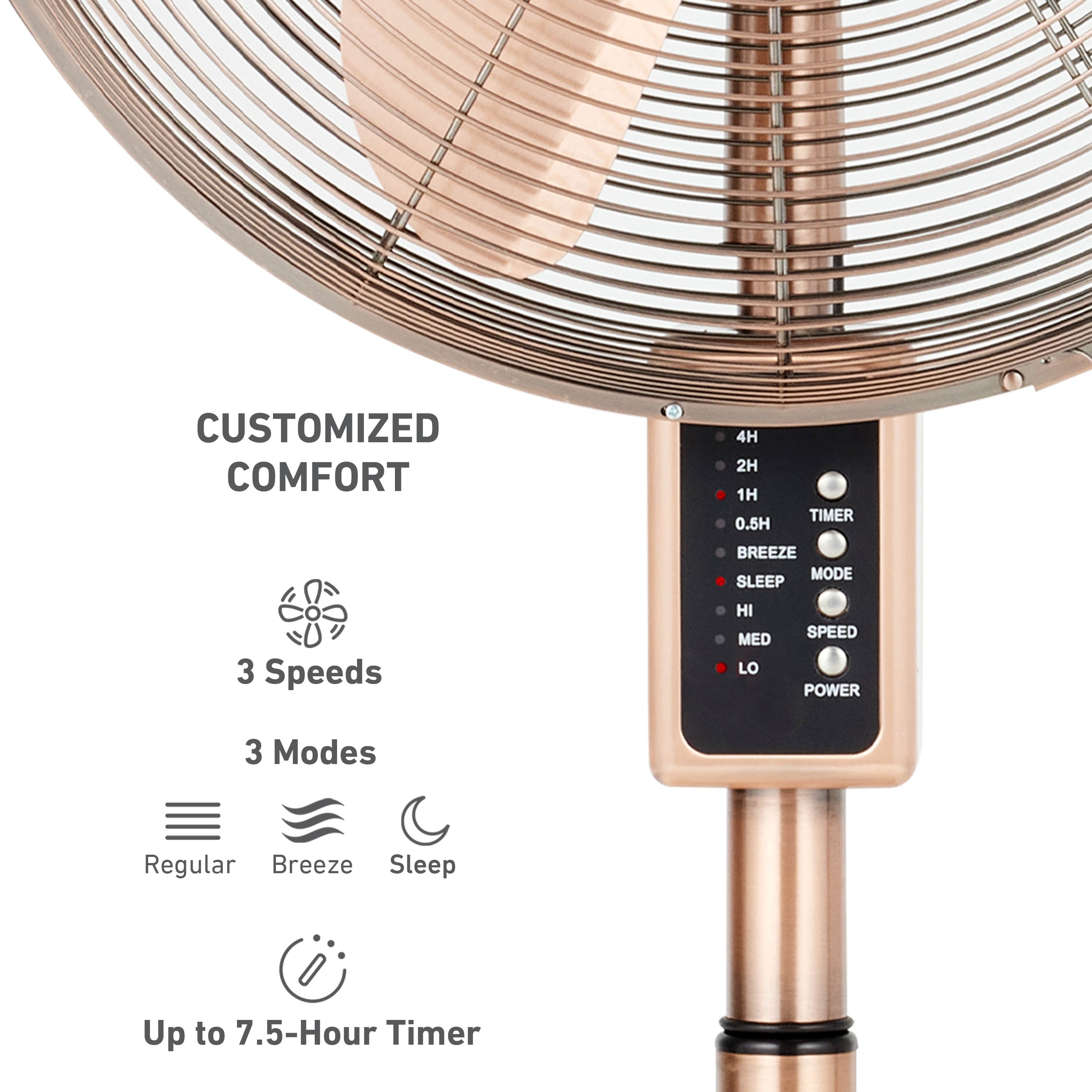 Holmes 16" Digital Oscillating Stand Fan – 3 Speeds, Remote Control, Adjustable Height & Tilt, Metal Finish
