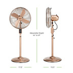Holmes 16" Digital Oscillating Stand Fan – 3 Speeds, Remote Control, Adjustable Height & Tilt, Metal Finish