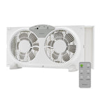 Holmes 9” Twin-Blade Digital Window Fan – 3 Speeds, Reversible Airflow, Remote Control, Expandable Panels, 12.6” High, White