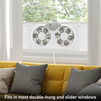 Holmes 9” Twin-Blade Digital Window Fan – 3 Speeds, Reversible Airflow, Remote Control, Expandable Panels, 12.6” High, White