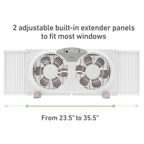 Holmes 9” Twin-Blade Digital Window Fan – 3 Speeds, Reversible Airflow, Remote Control, Expandable Panels, 12.6” High, White