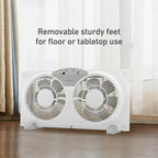 Holmes 9” Twin-Blade Digital Window Fan – 3 Speeds, Reversible Airflow, Remote Control, Expandable Panels, 12.6” High, White