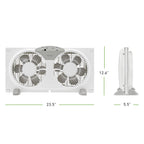 Holmes 9” Twin-Blade Digital Window Fan – 3 Speeds, Reversible Airflow, Remote Control, Expandable Panels, 12.6” High, White