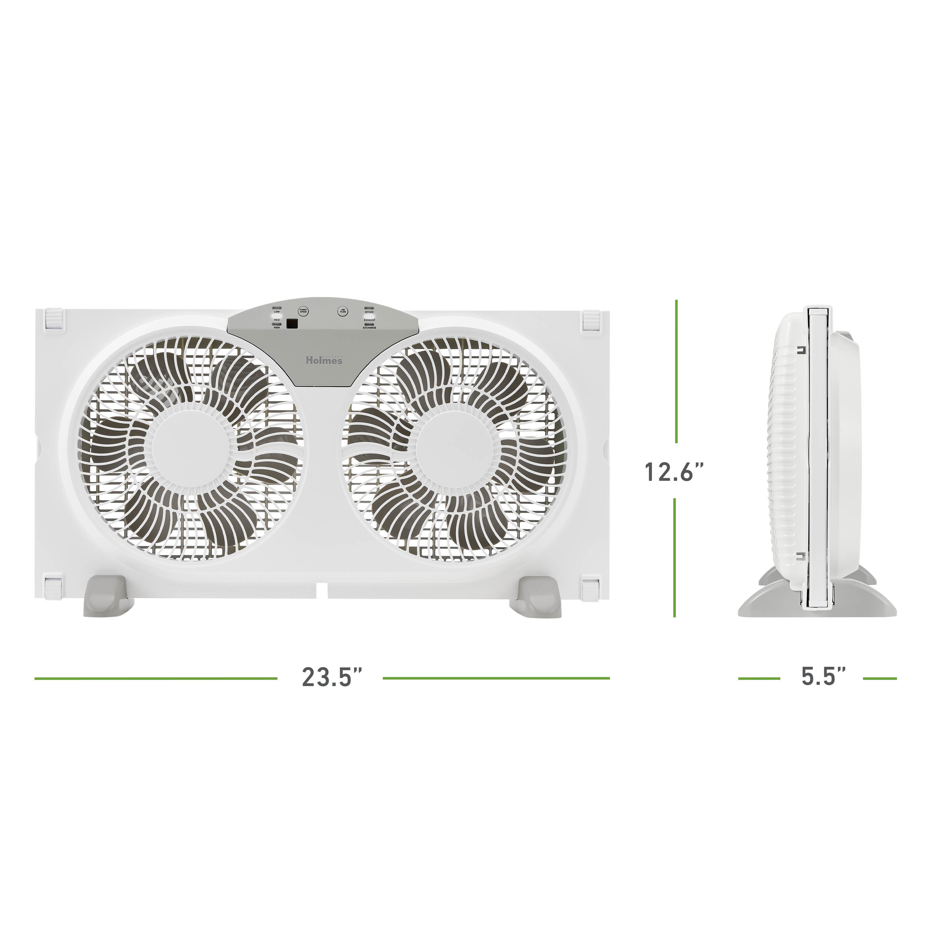 Holmes 9” Twin-Blade Digital Window Fan – 3 Speeds, Reversible Airflow, Remote Control, Expandable Panels, 12.6” High, White