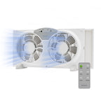 Holmes 9” Twin-Blade Digital Window Fan – 3 Speeds, Reversible Airflow, Remote Control, Expandable Panels, 12.6” High, White