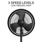 Holmes 16" Outdoor Misting Stand Fan – 3 Speeds, 3 Mist Settings, Adjustable Height & Head Tilt, Hose Connection, Black