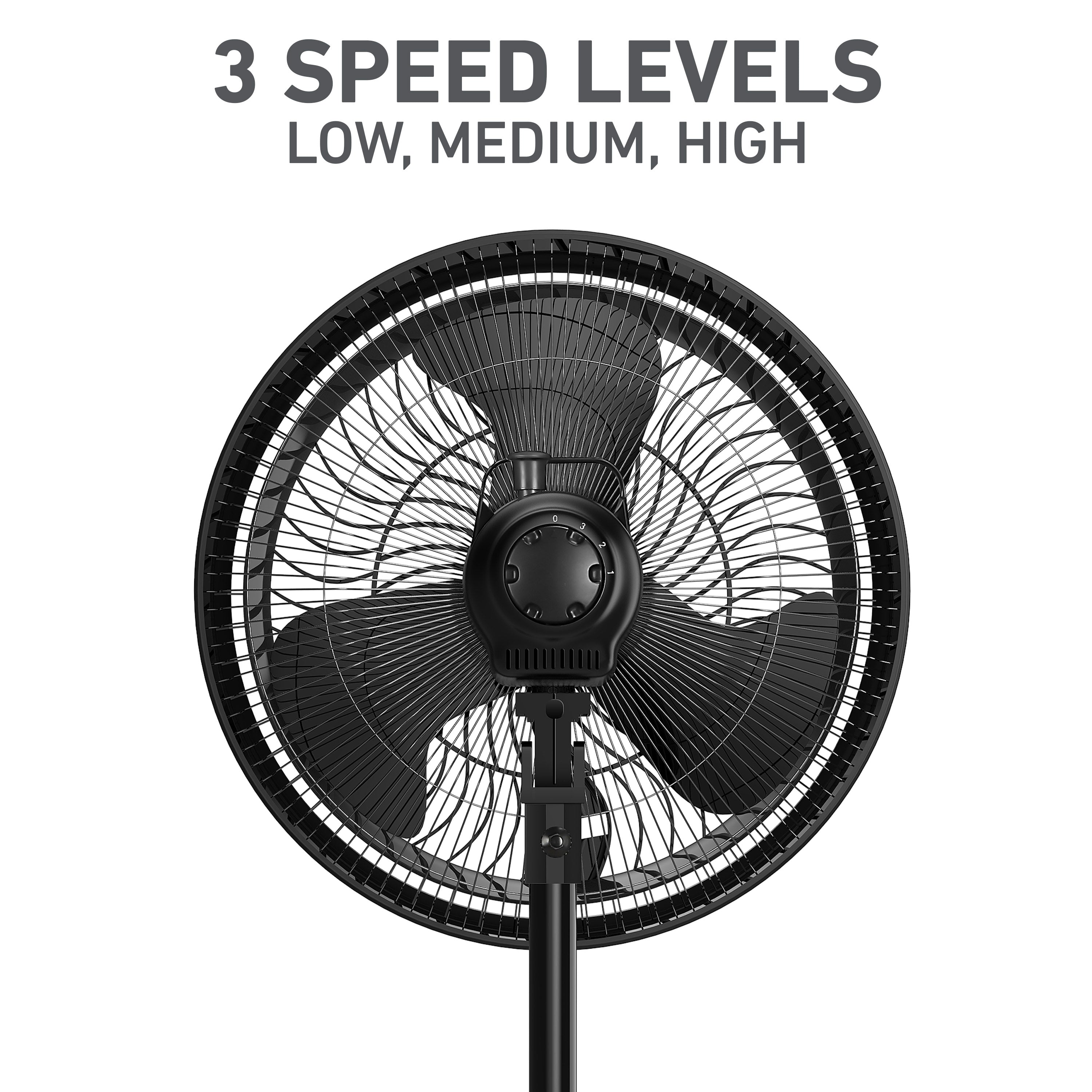 Holmes 16" Outdoor Misting Stand Fan – 3 Speeds, 3 Mist Settings, Adjustable Height & Head Tilt, Hose Connection, Black