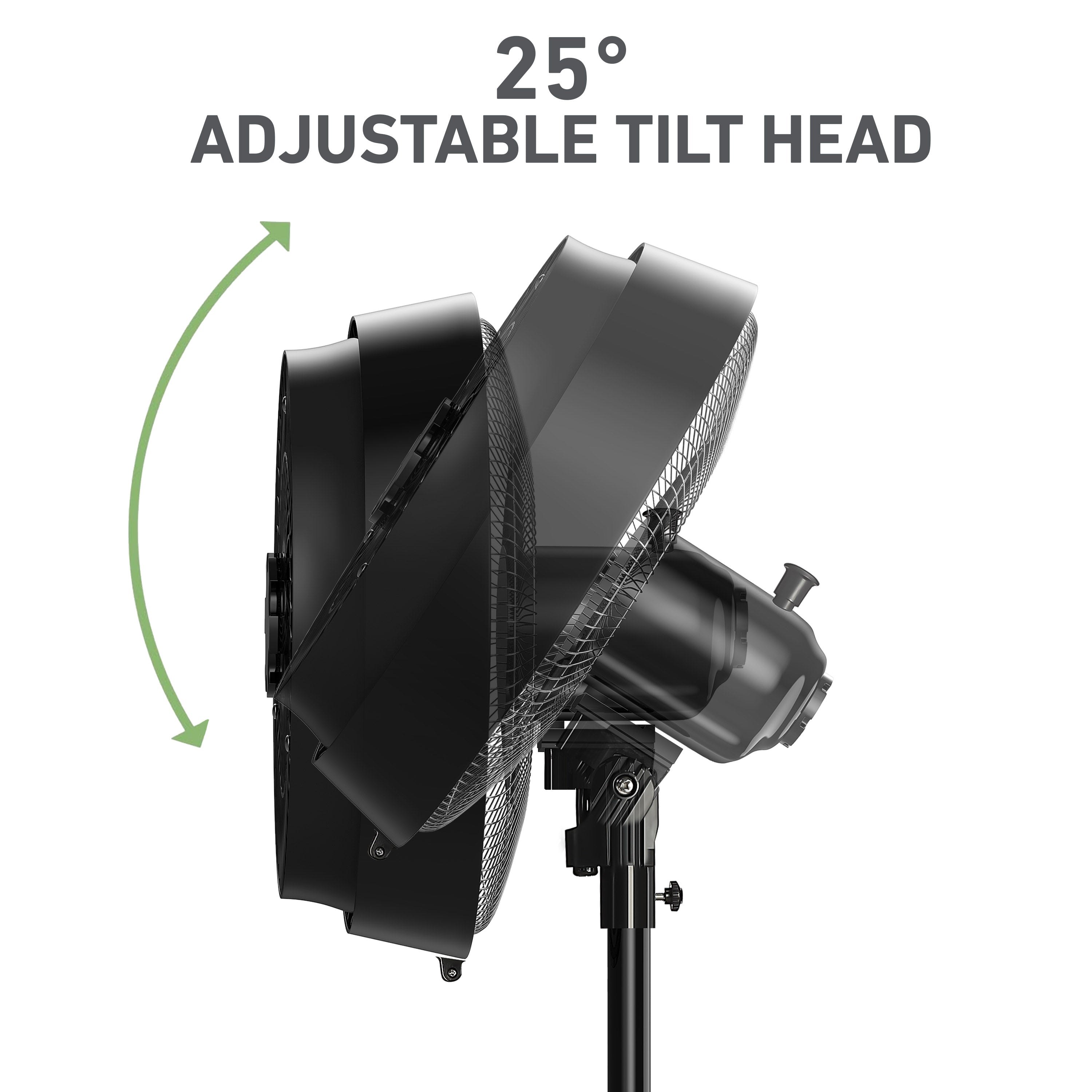 Holmes 16" Outdoor Misting Stand Fan – 3 Speeds, 3 Mist Settings, Adjustable Height & Head Tilt, Hose Connection, Black